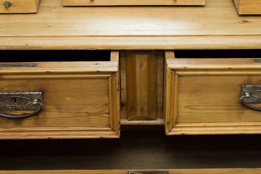 Art nouveau style baltic pine chest of drawers with mirror