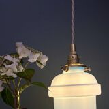 Vintage blue opaline globe pendant light