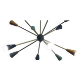 Lustre à 12 branches Sputnik Stilnovo des années 1950