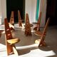 6 chaises brutalistes en bois, années 70