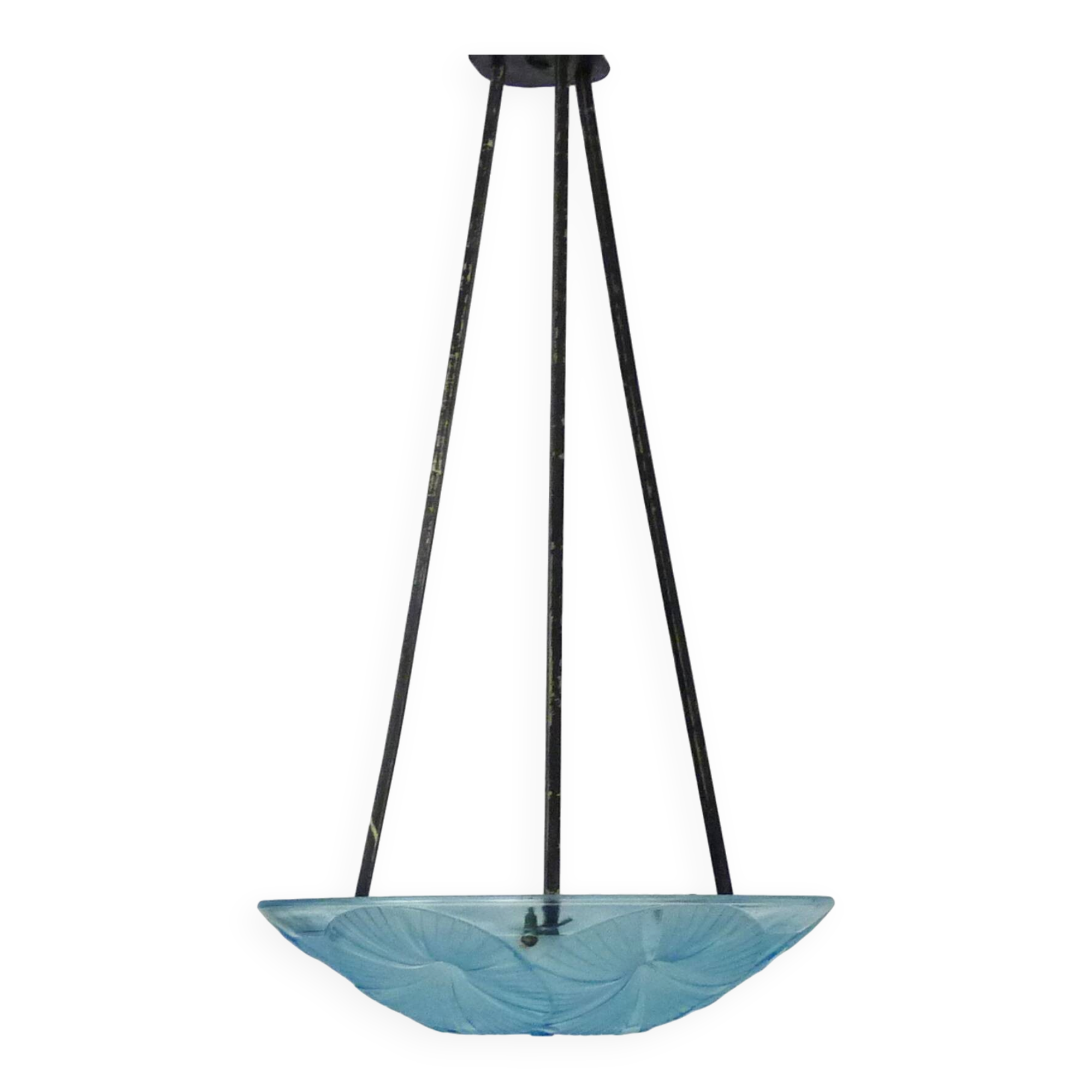 Antique DEGUE chandelier, Art Deco pendant bowl 1 light, in glass paste.