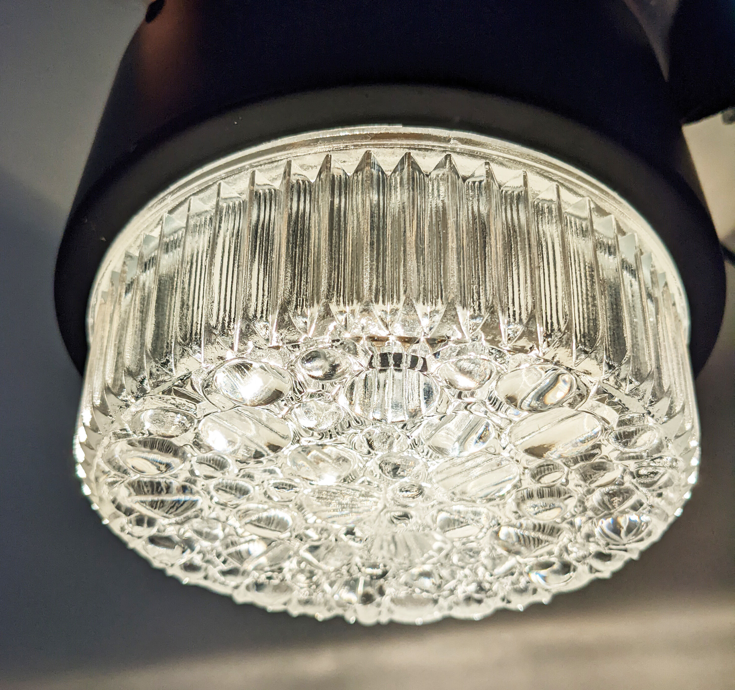 Vintage metal suspension black chrome and glass