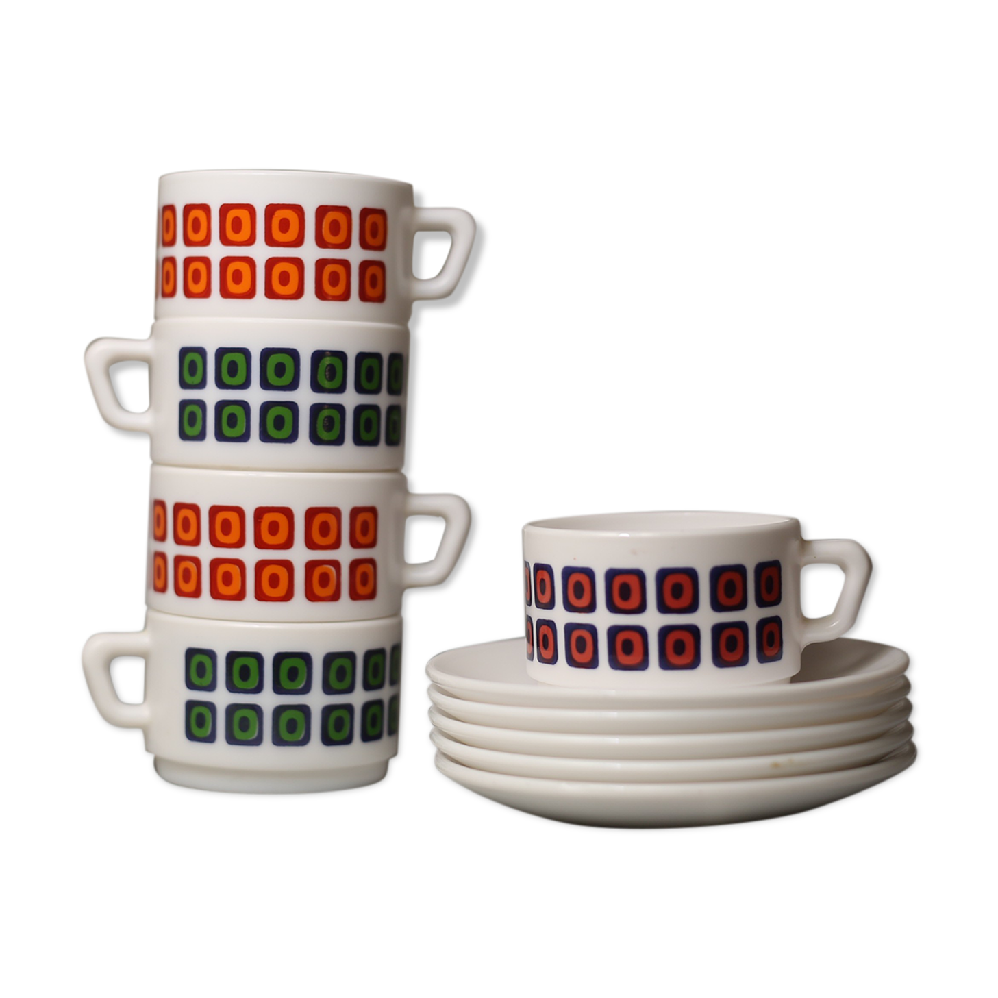 Vintage cups 70s square décor Pop Polka
