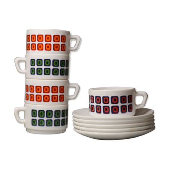 Vintage cups 70s square décor Pop Polka