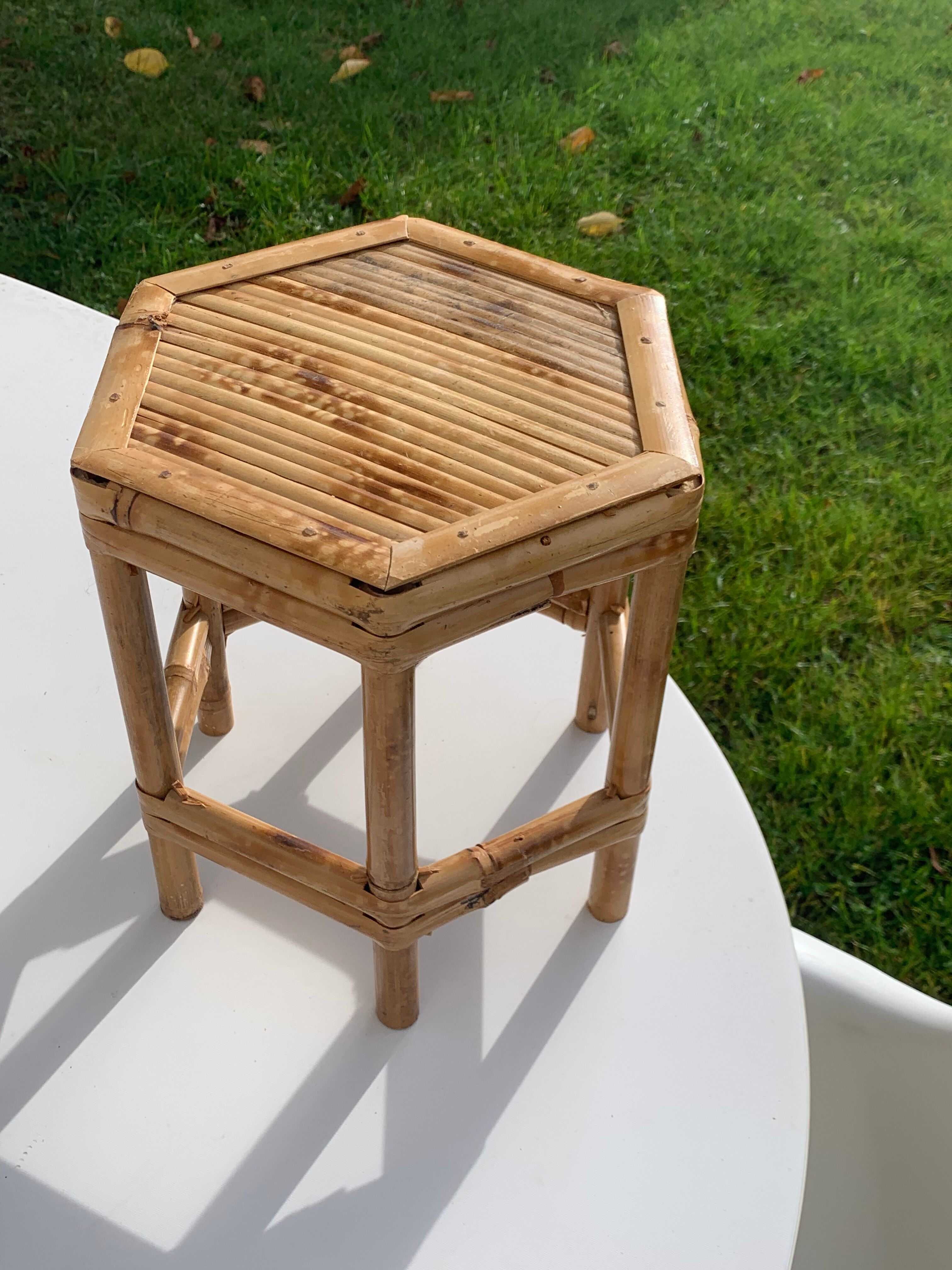 Pair of side tables in bamboo