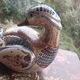 Ceramic signed duck in glazed stoneware, vintage 1960.