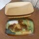 Gien earthenware butter dish slash country decor: deer, deer, forest