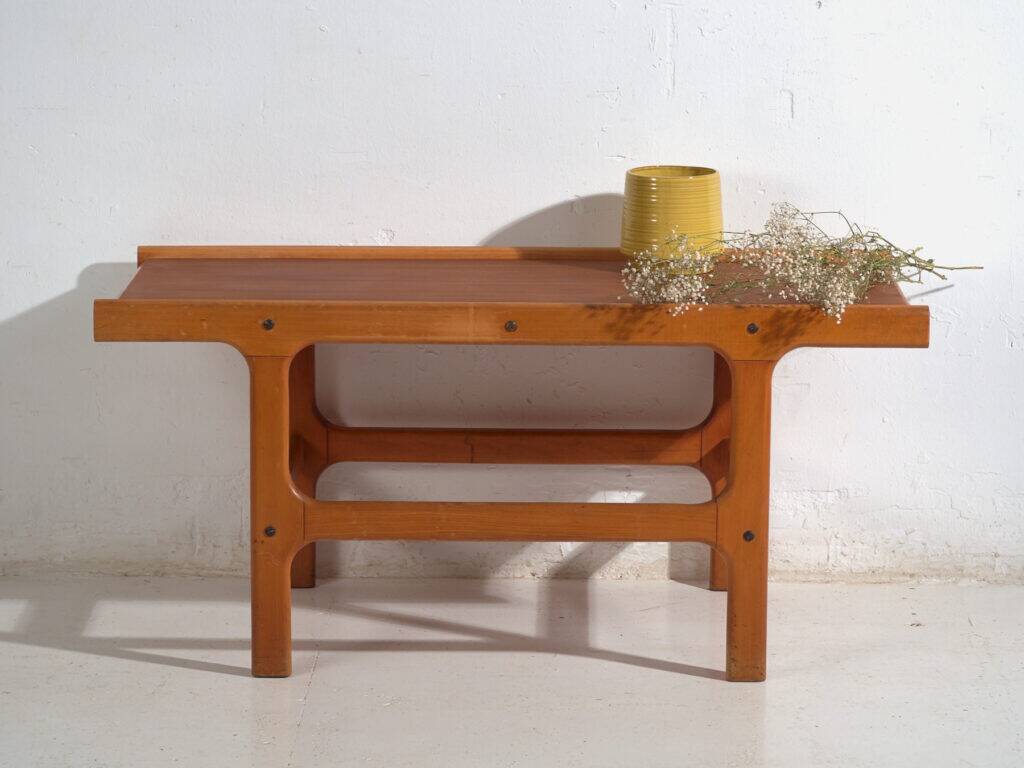 Table basse vintage en teck et hêtre style scandinave – Scandinavie, vers 1960
