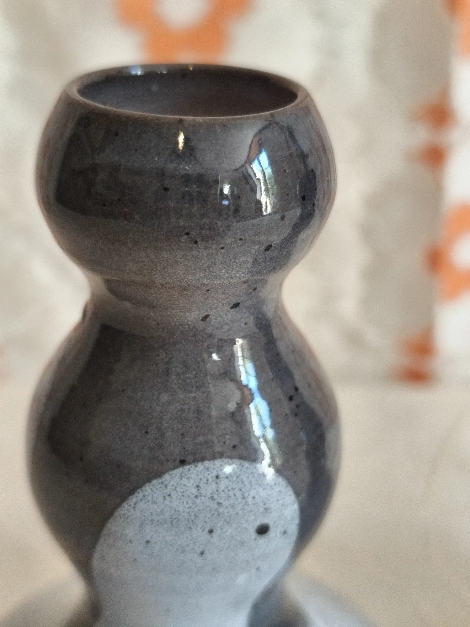 Pair of handcrafted glazed stoneware candle holders