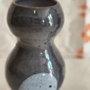 Pair of handcrafted glazed stoneware candle holders