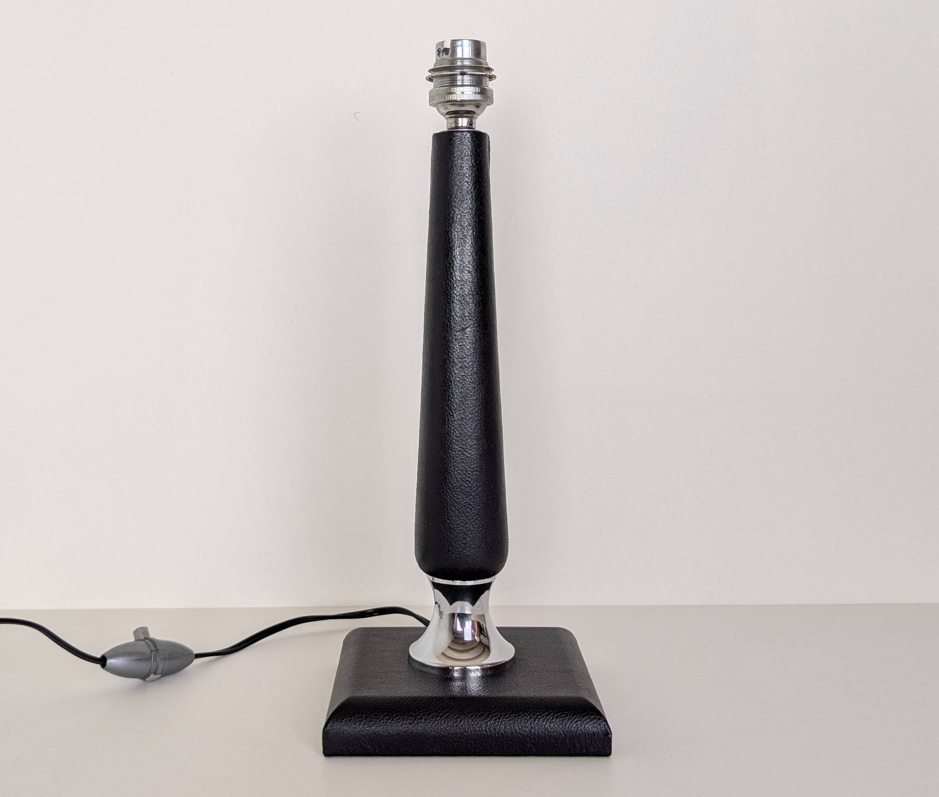 Leather and chrome lamp base