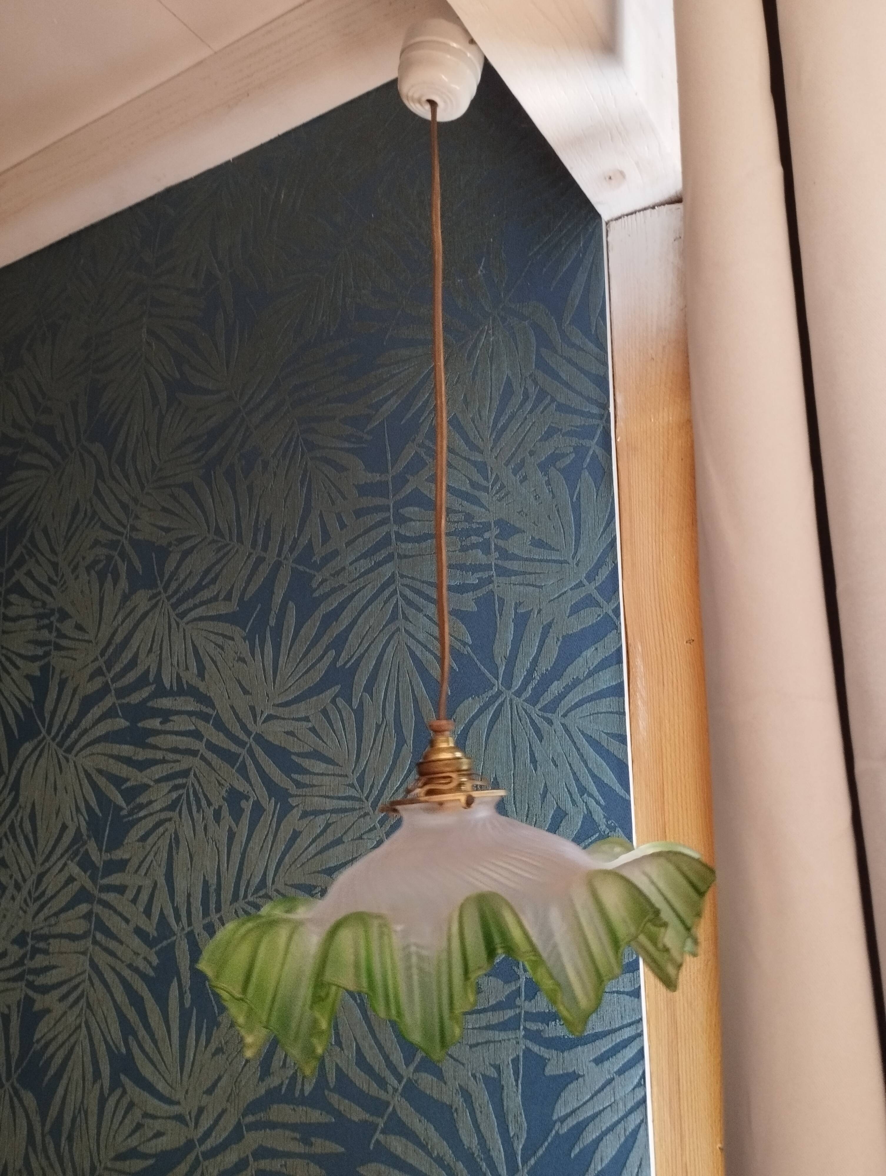 Green tulip chandelier