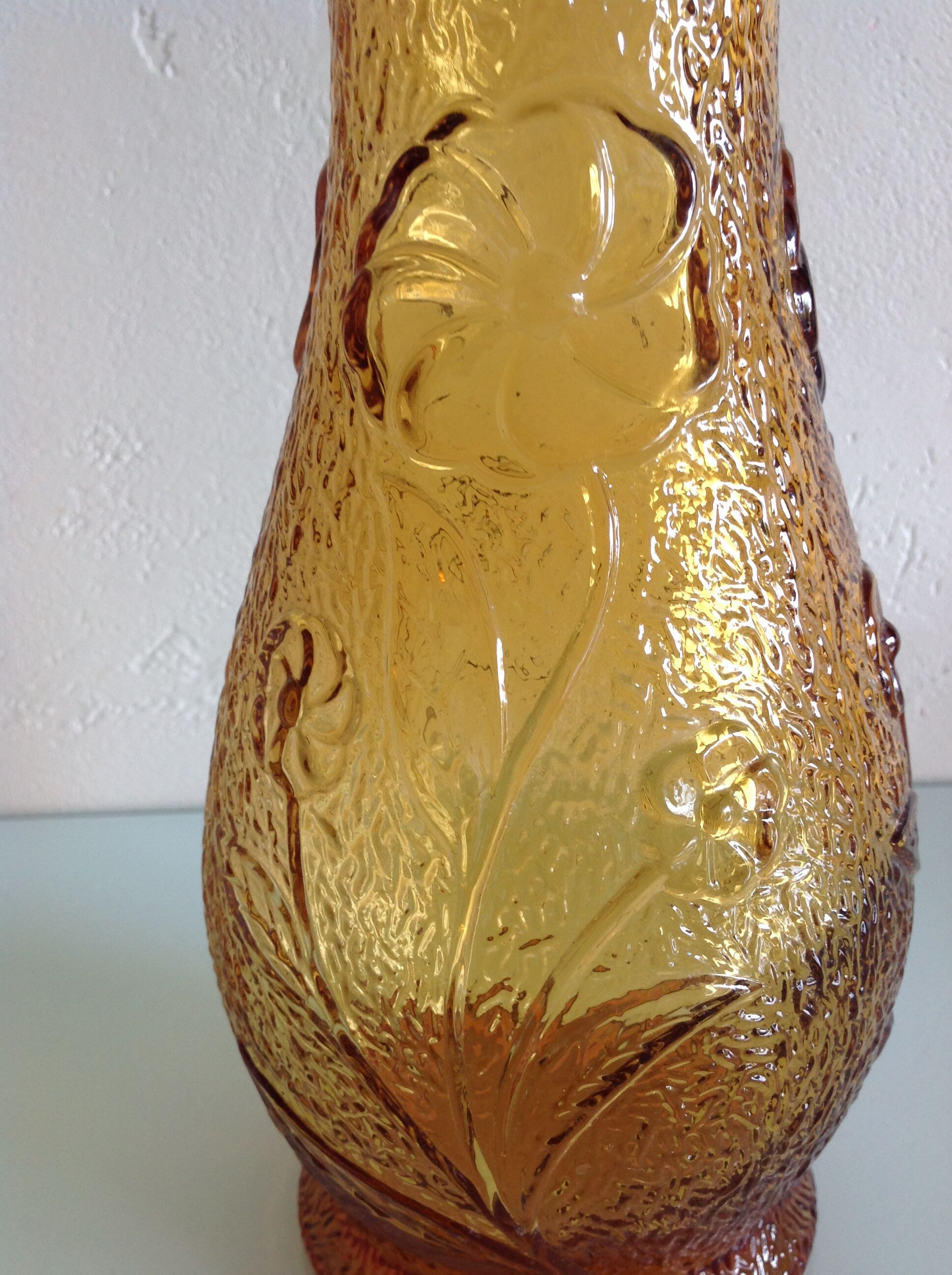 Amber glass vase / vintage 60s-70s