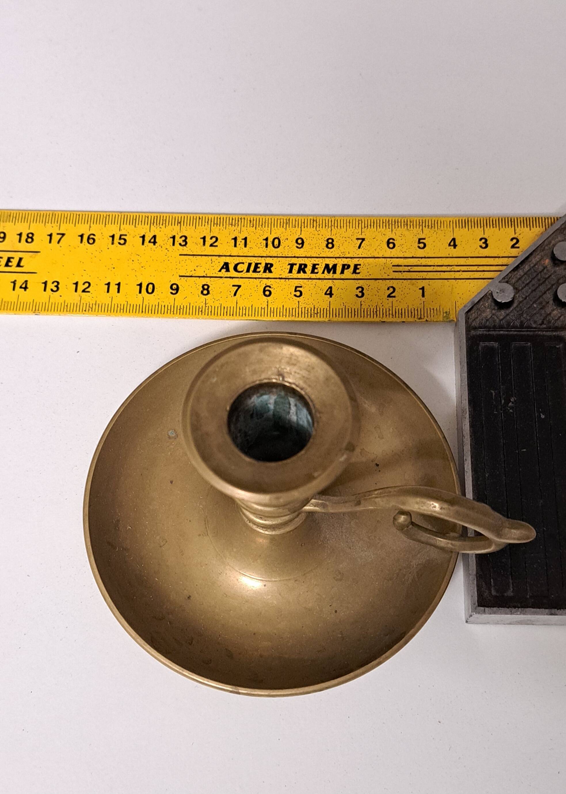 Antique hand candlestick in solid brass - 19th-century Martinet - Country decor C