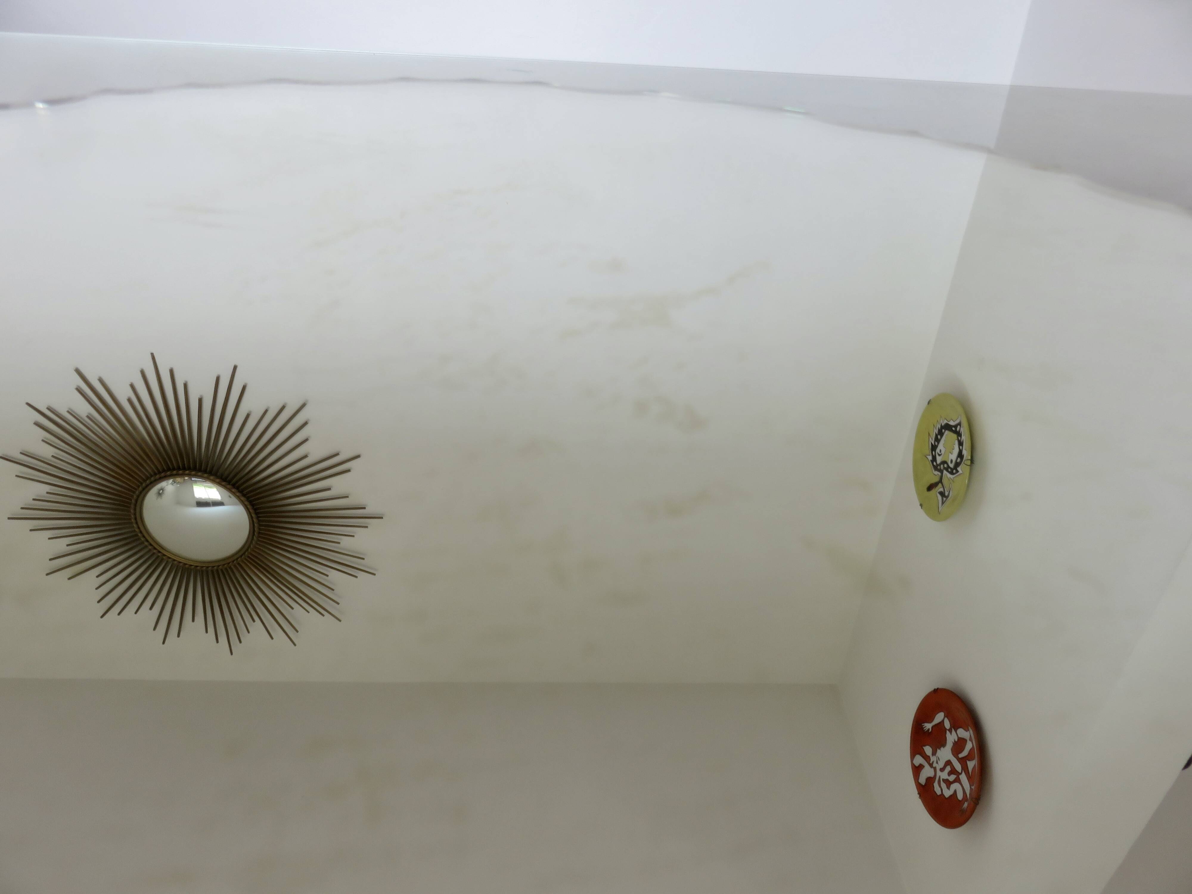 Vintage large round mirror, to be placed, bevelled, Art Deco, 1940s 50s