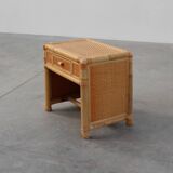 Italian 1970s bamboo and wicker chest of drawers or nightstand