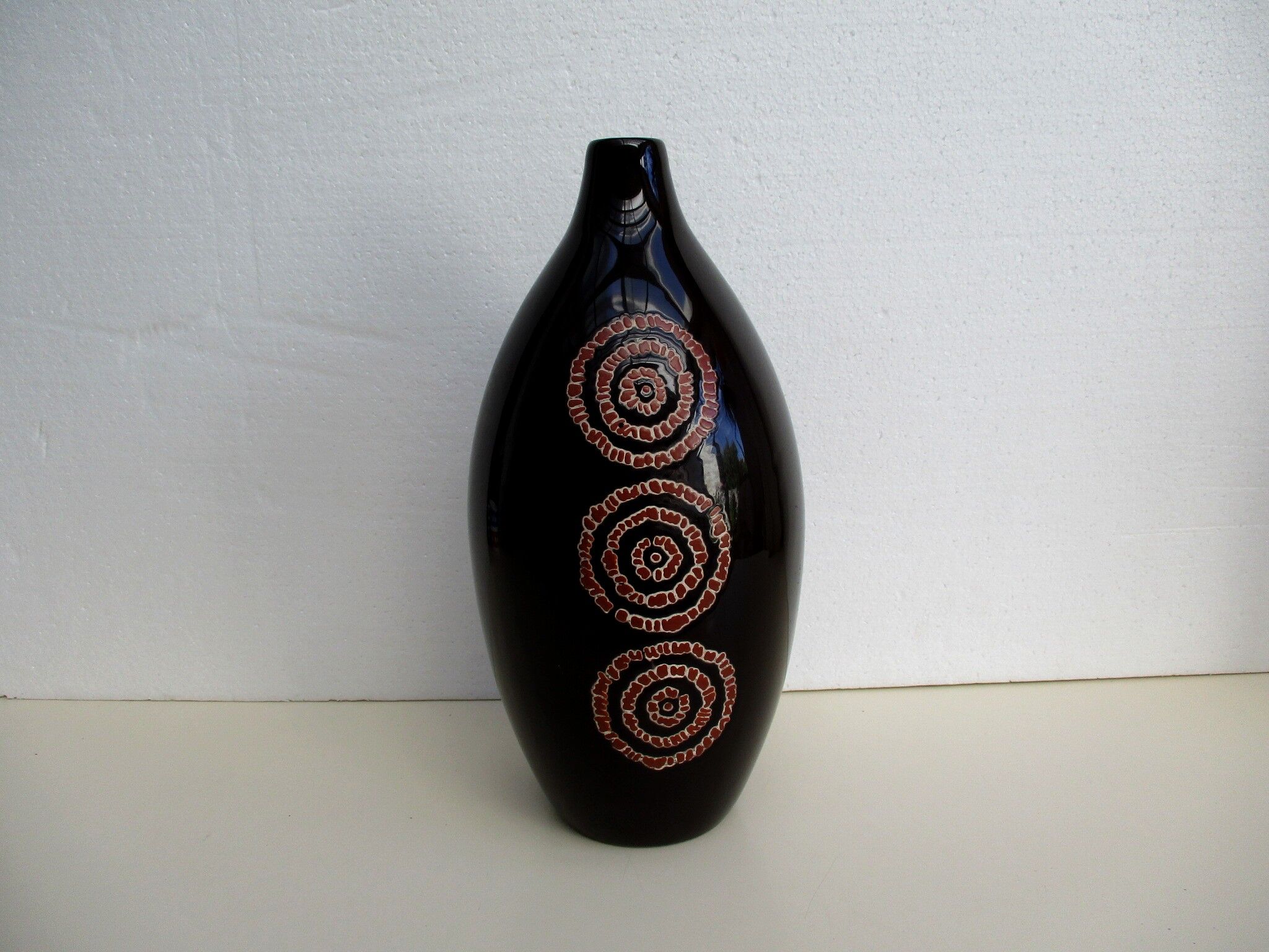 Large black ceramic vase