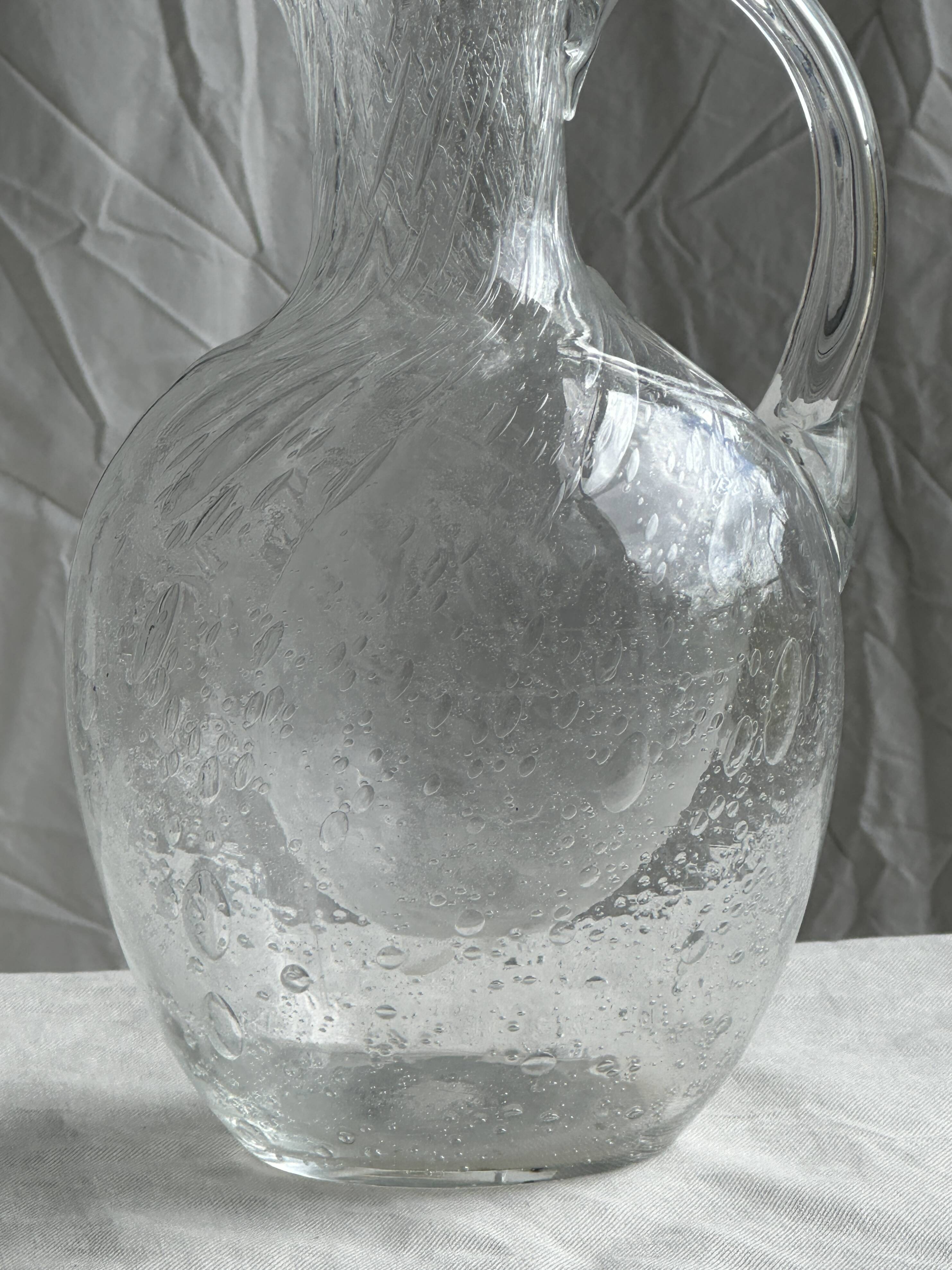 Large blown glass carafe with ice cube compartment Biot