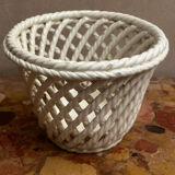 Vintage woven ceramic cache-pot