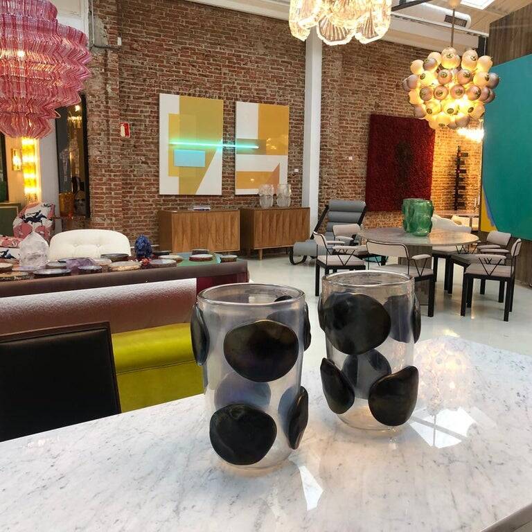 Mid-Century Modern Costantini Murano Glass Italian, Pair of Vases