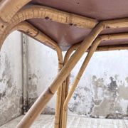 1950s rattan table with ceramic top