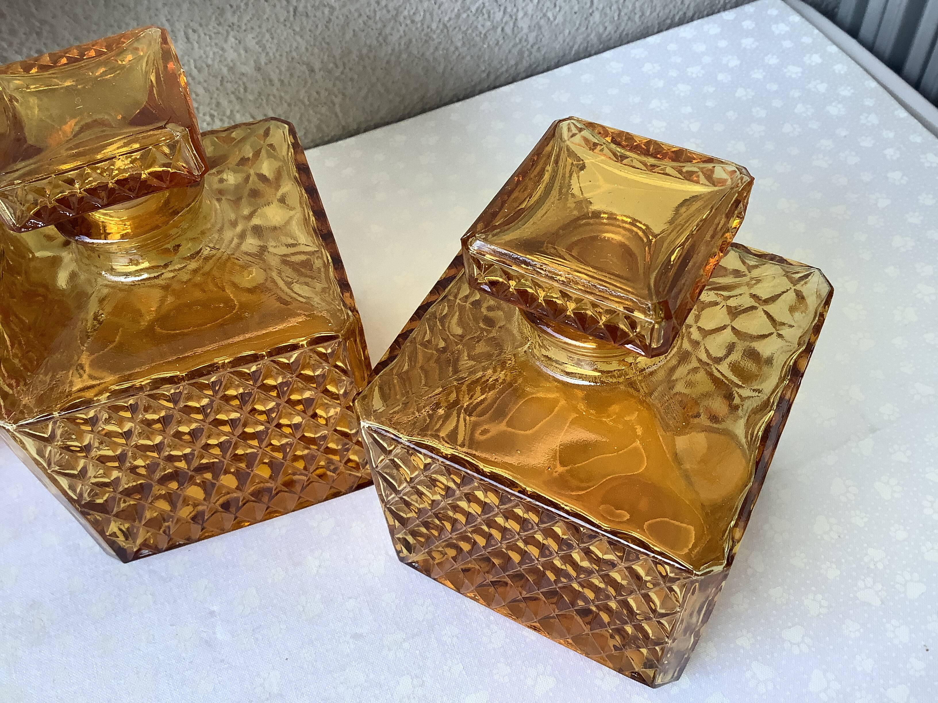 Amber glass carafes Japanese 1970s - Tislo "PASSED J.G.I.A"