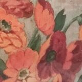 Aquarelle ancienne nature aux fleurs