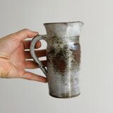 Small sanded stoneware pitcher signed Chantal and Thierry Robert