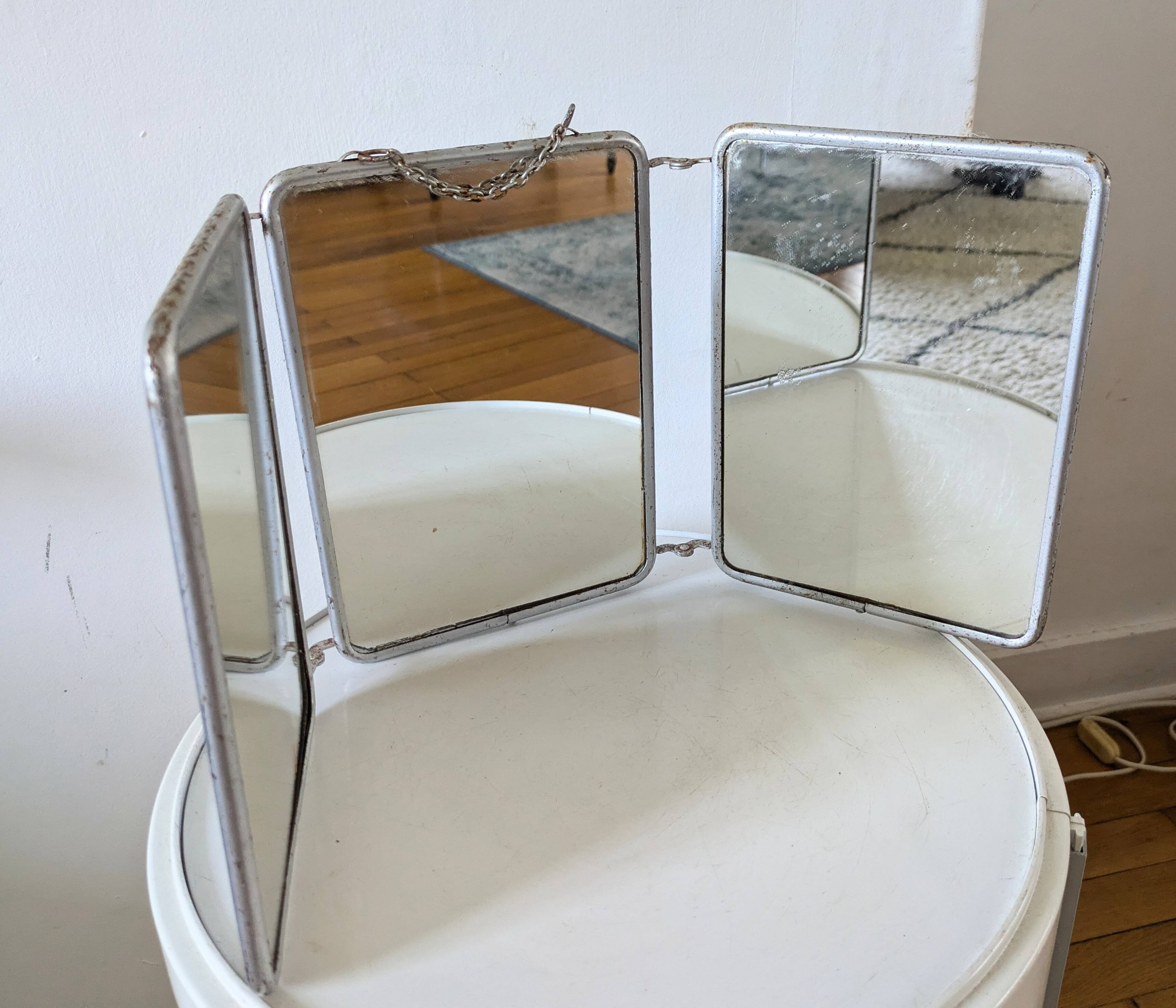 1960s barber shop triptych mirror