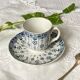 Old iron earth cup U and C Digoin Sarreguemines model Guipure blue vintage tableware