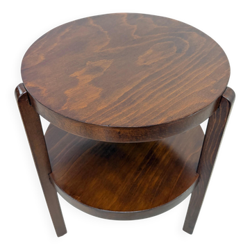 Round side table in Art Deco / functionalist style with shelf, by Thonet-Mundus.