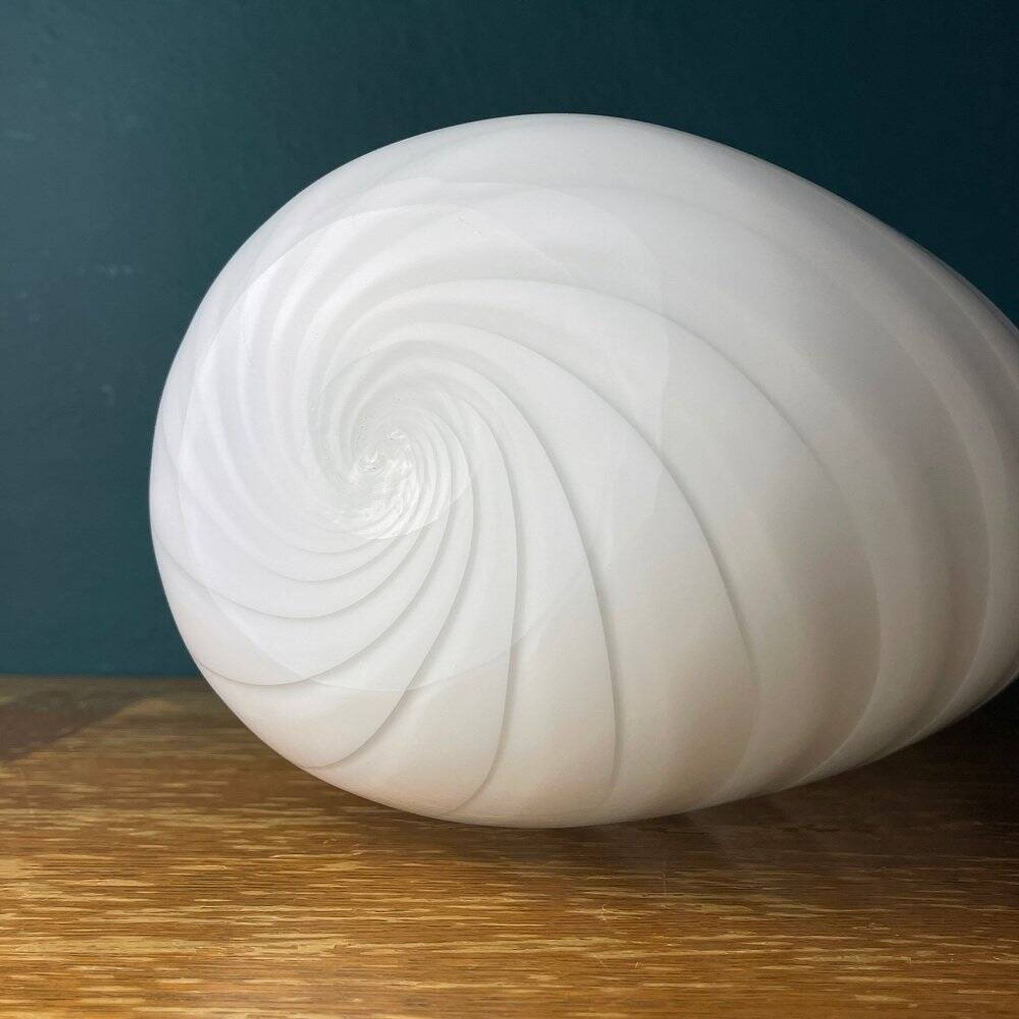 Murano glass vase, white whirl, Italy, 1980s