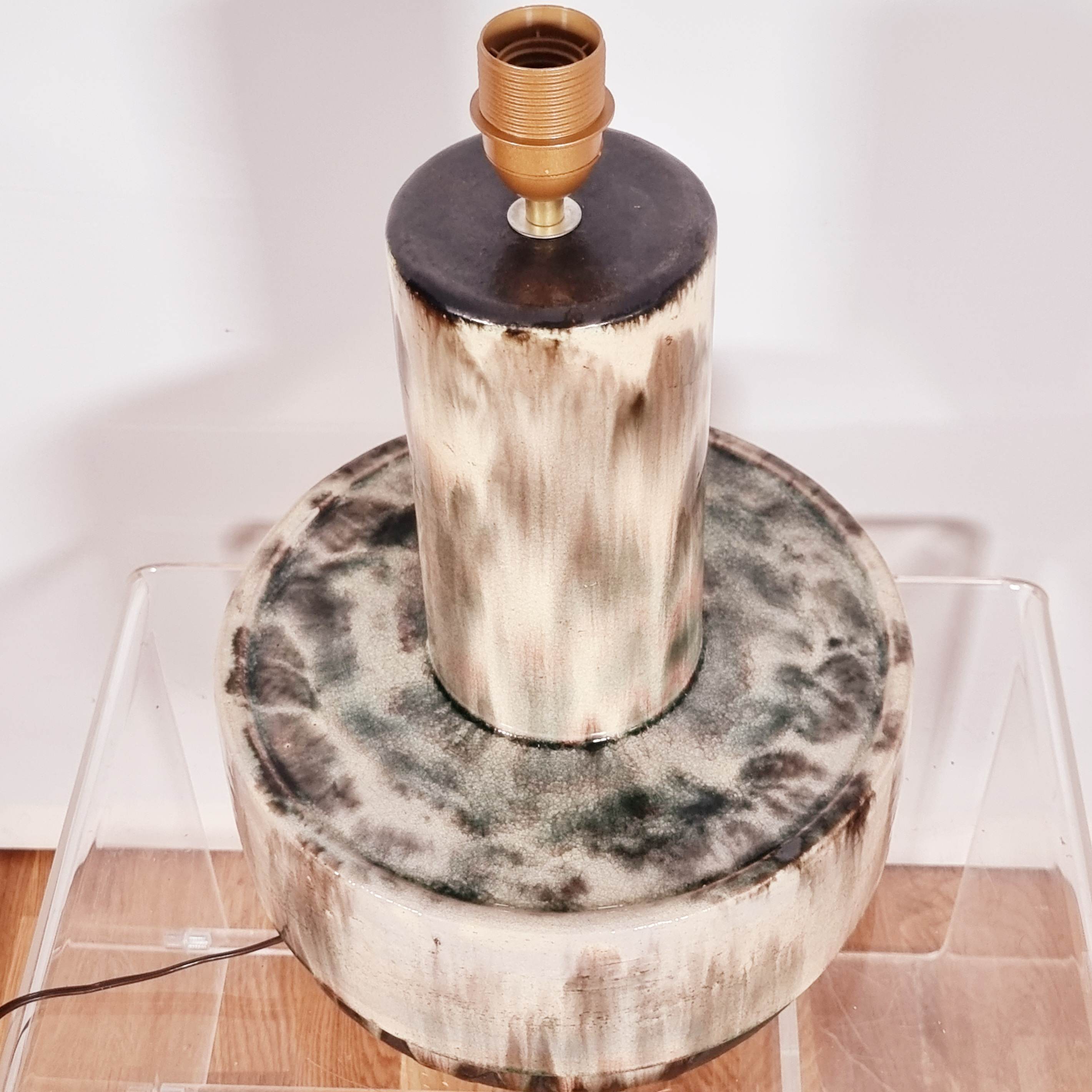 Parquet lamp in celadon glazed ceramic Dijkstra circa 1960 1970