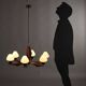 Vintage aluminum and teak chandelier, Italy, 1960s