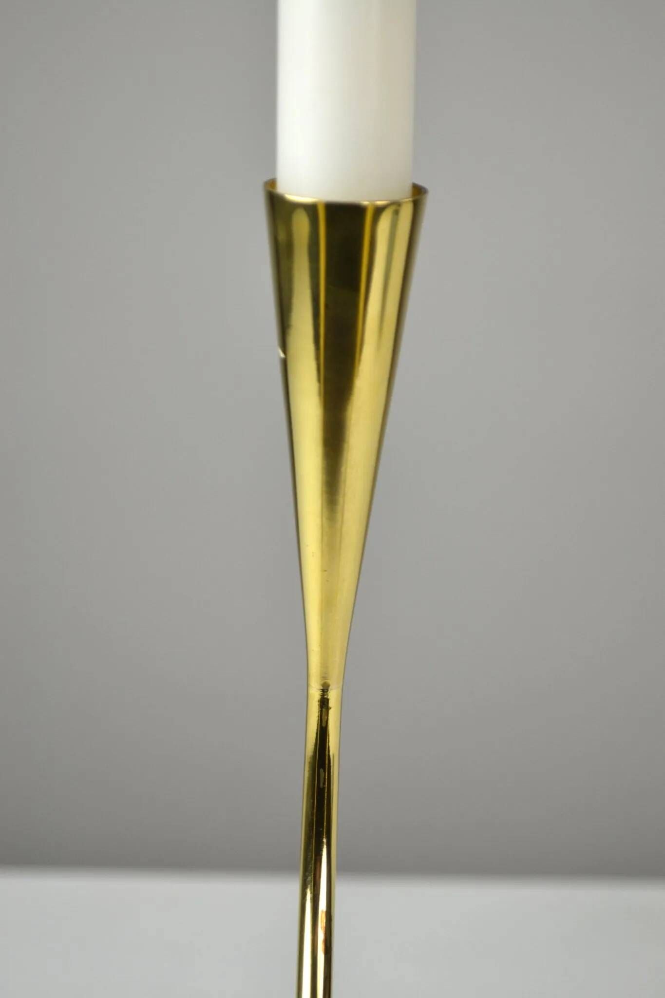 Polished Brass Candelabra by Gunnar Ander for Ystad-Metall, Sweden 1960s