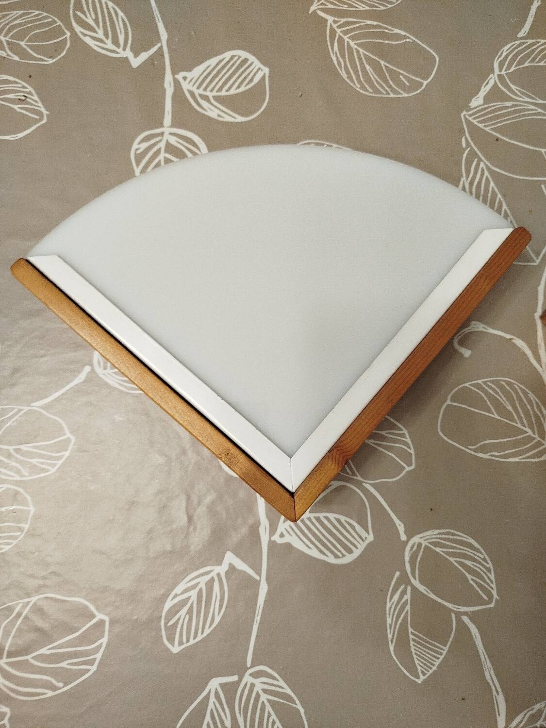 Pair of postmodern wood and plexiglass wall lights from the 1980s.