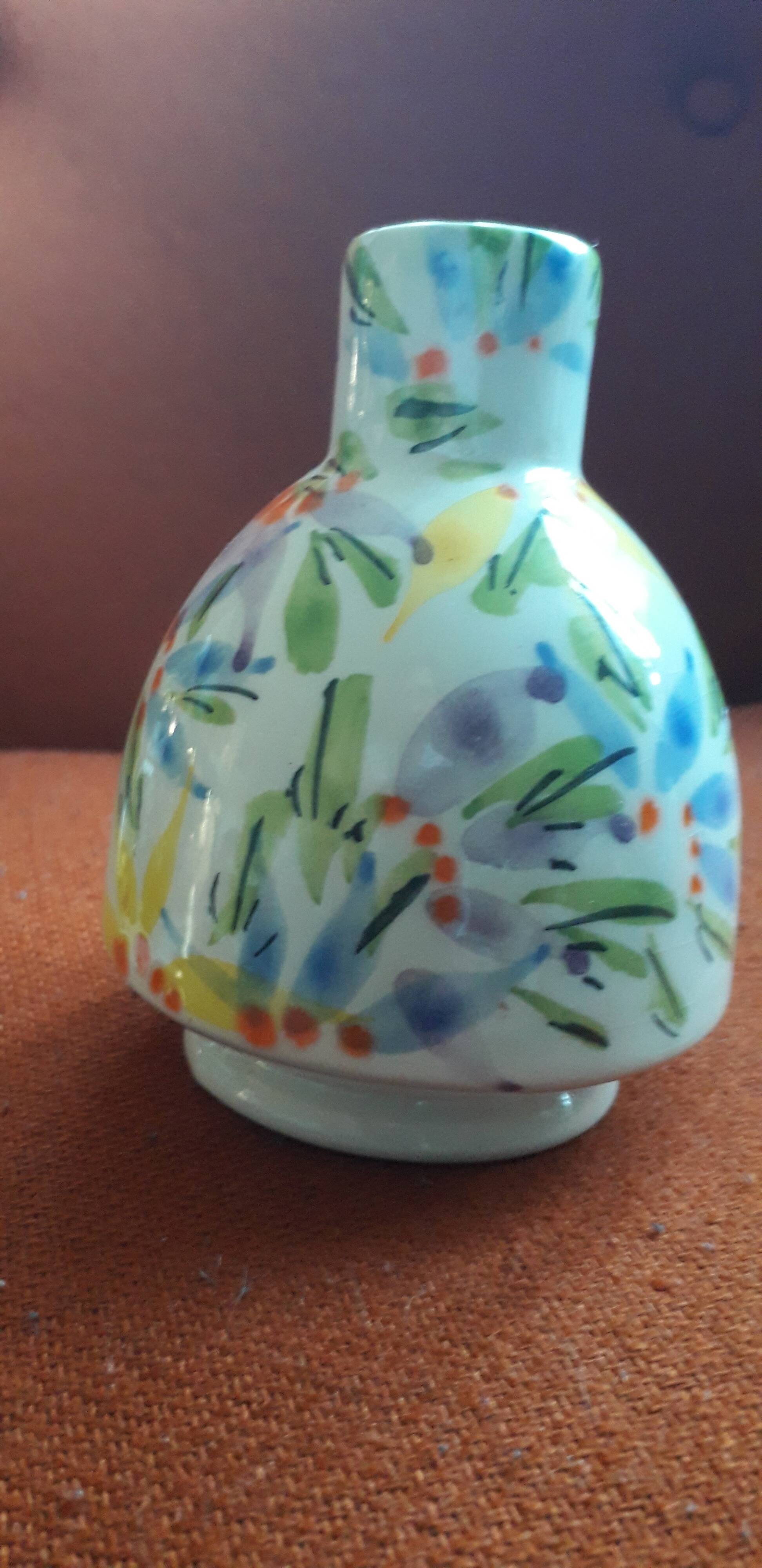 Vintage Italian vase with floral decoration