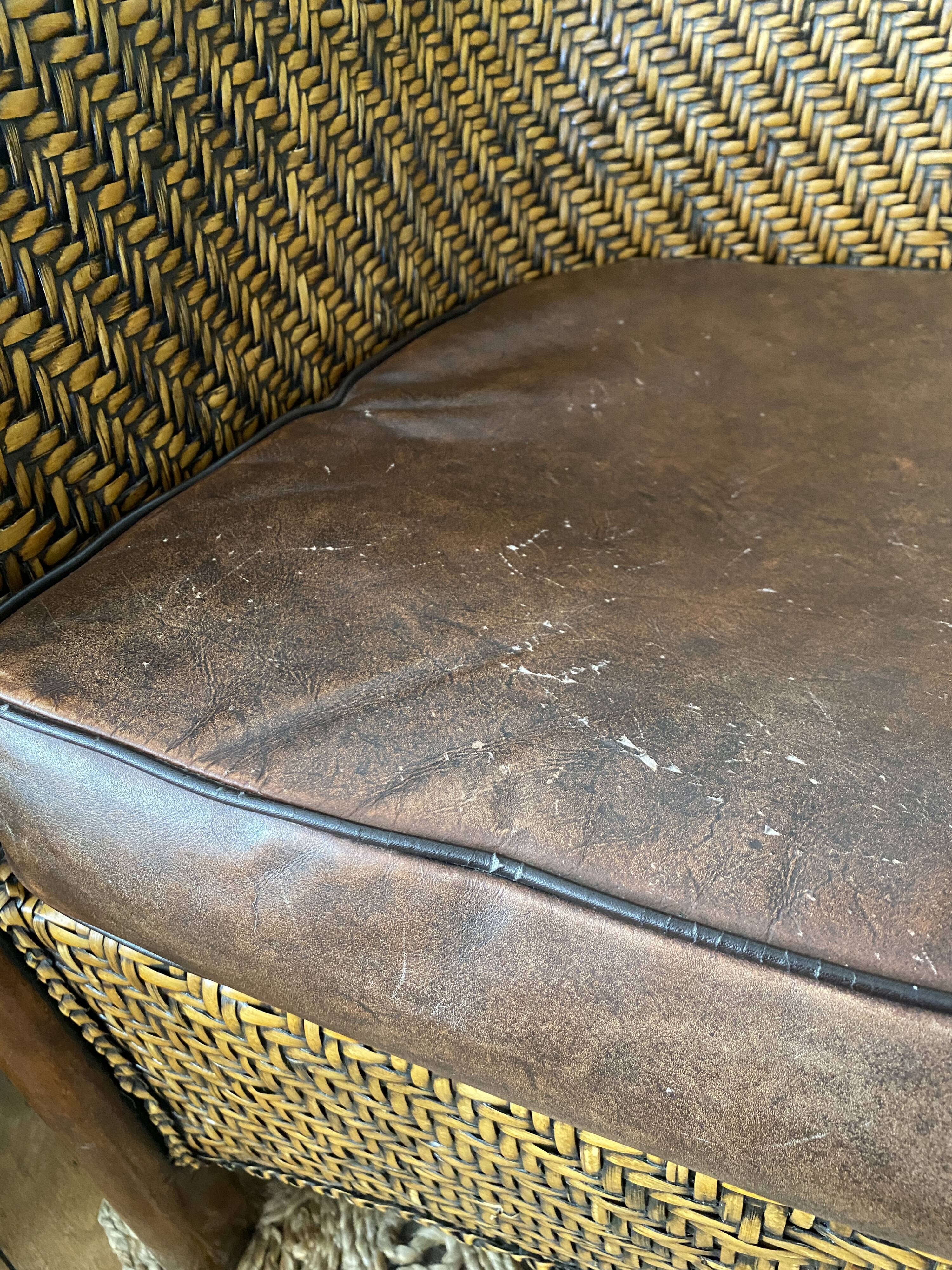 Fauteuil en rotin tressé vintage