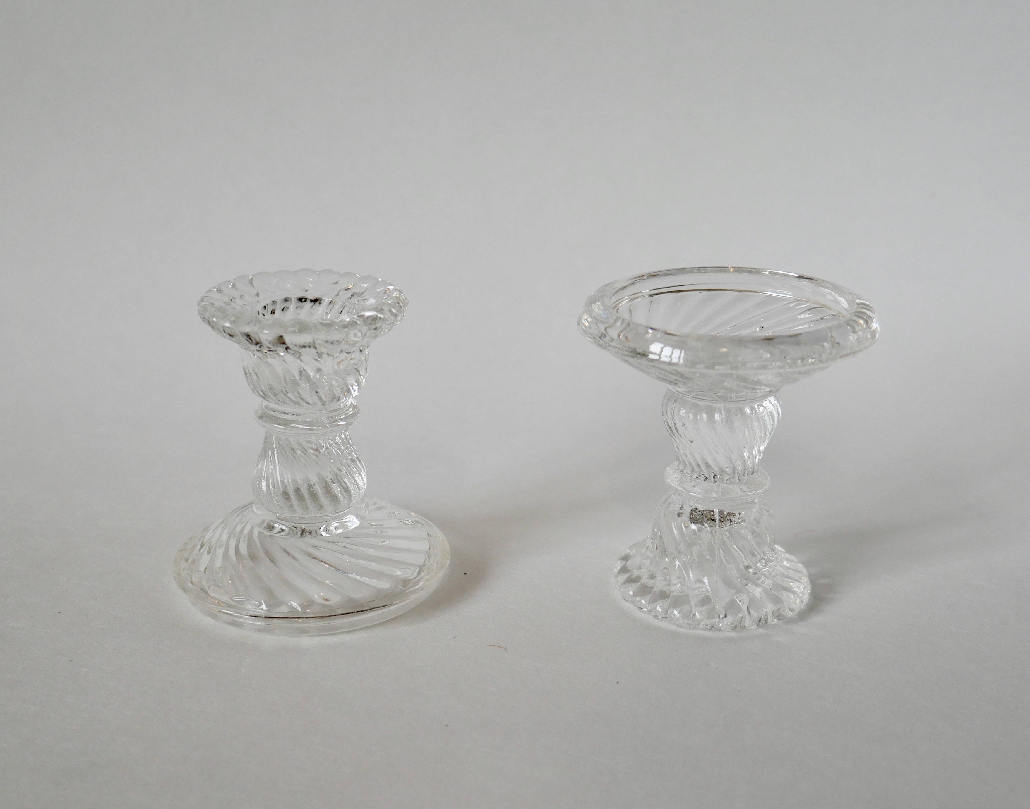 pair of molded glass candlesticks 1950