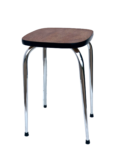 Vintage wood and chrome stool