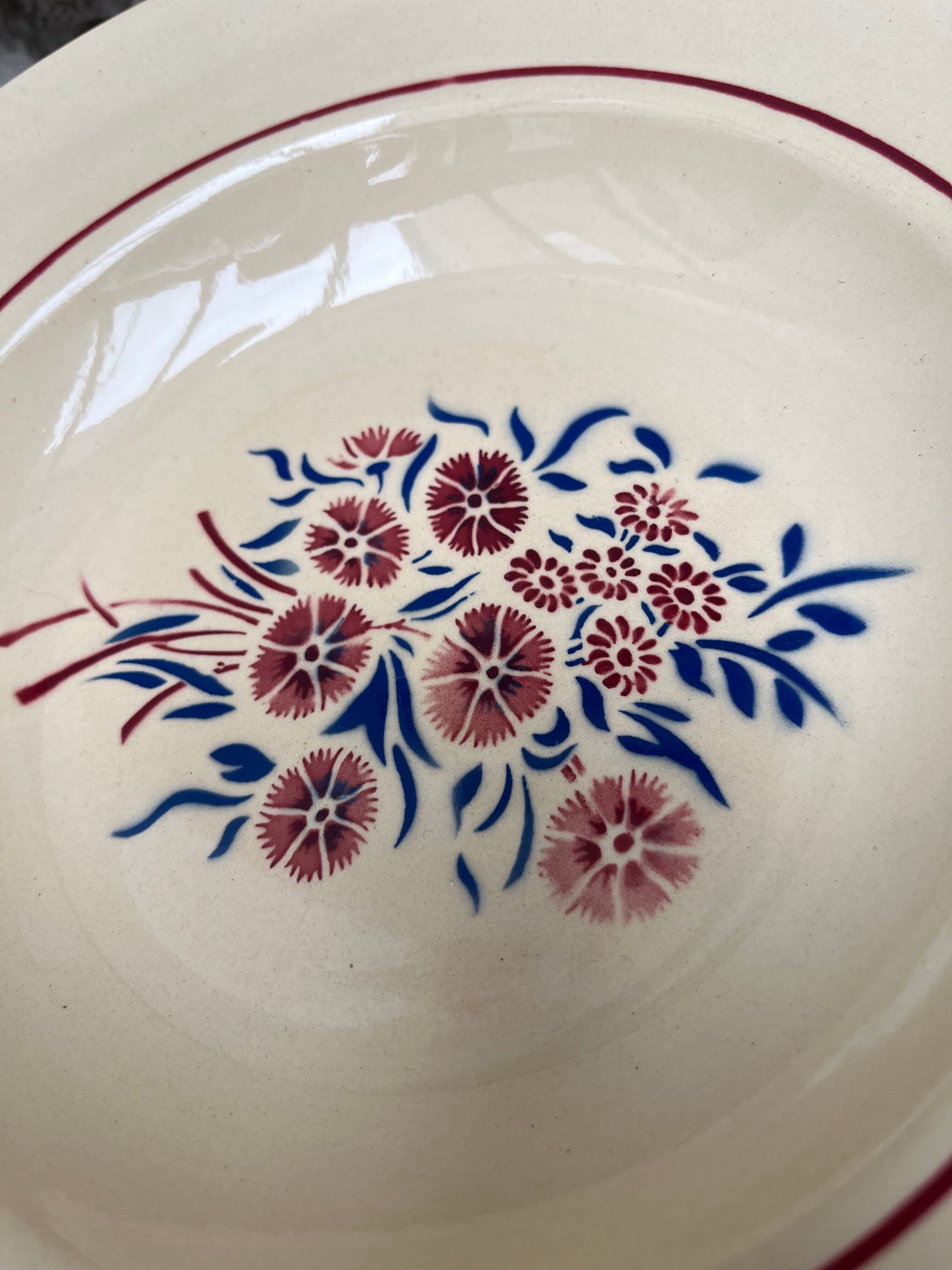 Set 12 assiettes creuses « Œillets » Badonviller