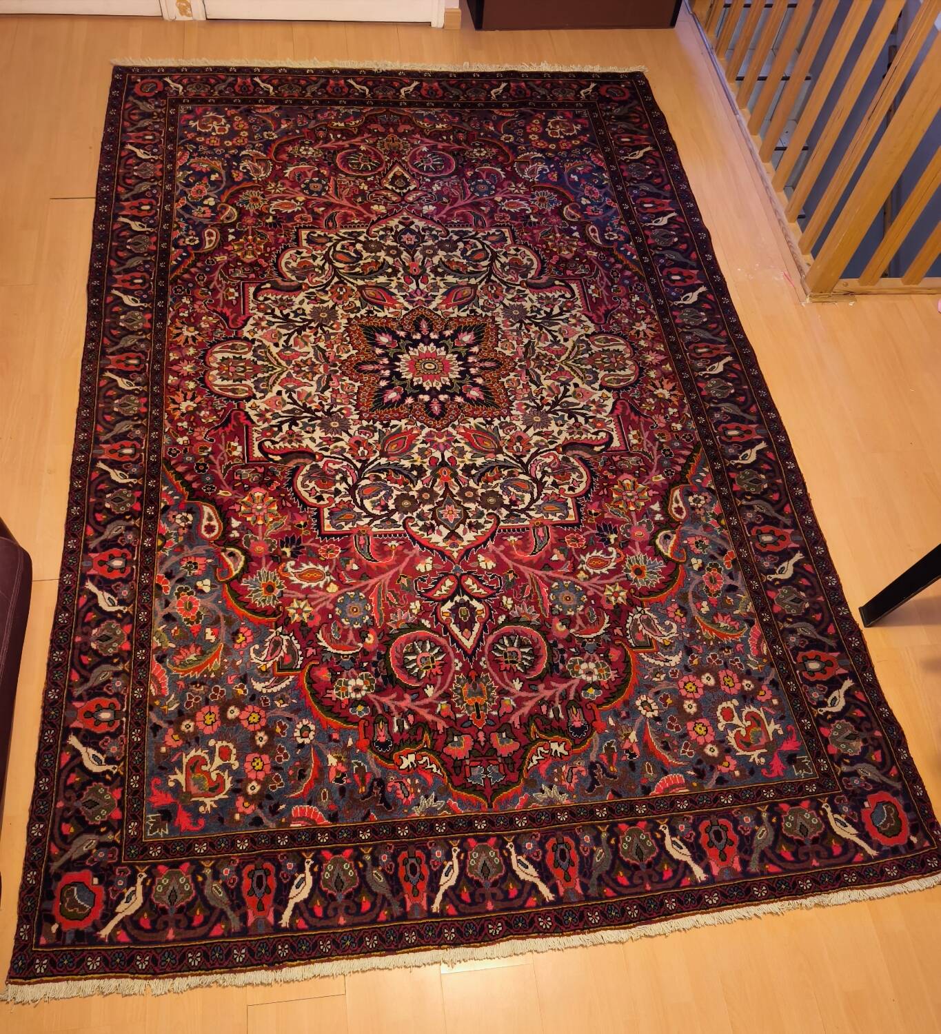 Hand-knotted Bakhtiari Persian carpet from Iran.