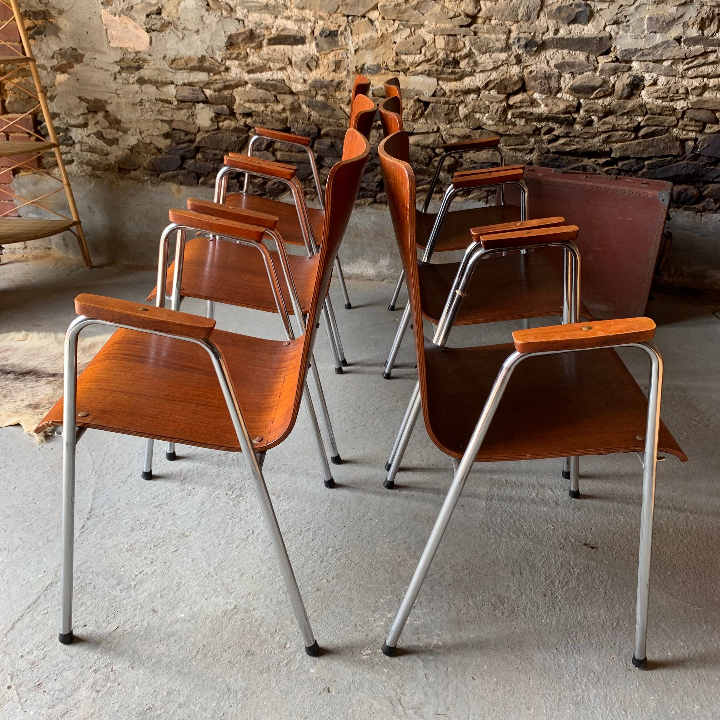 Set of 6 armchairs - Wood & metal -