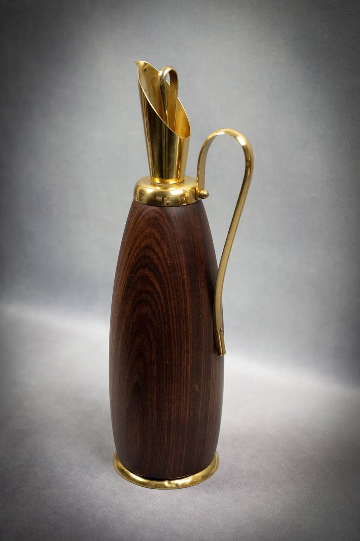 Aldo Tura - Vintage wood and brass pitcher - Italy, circa 1950