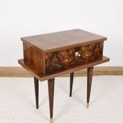 Vintage bedside table from the 50s in lacquered wood and mahogany.