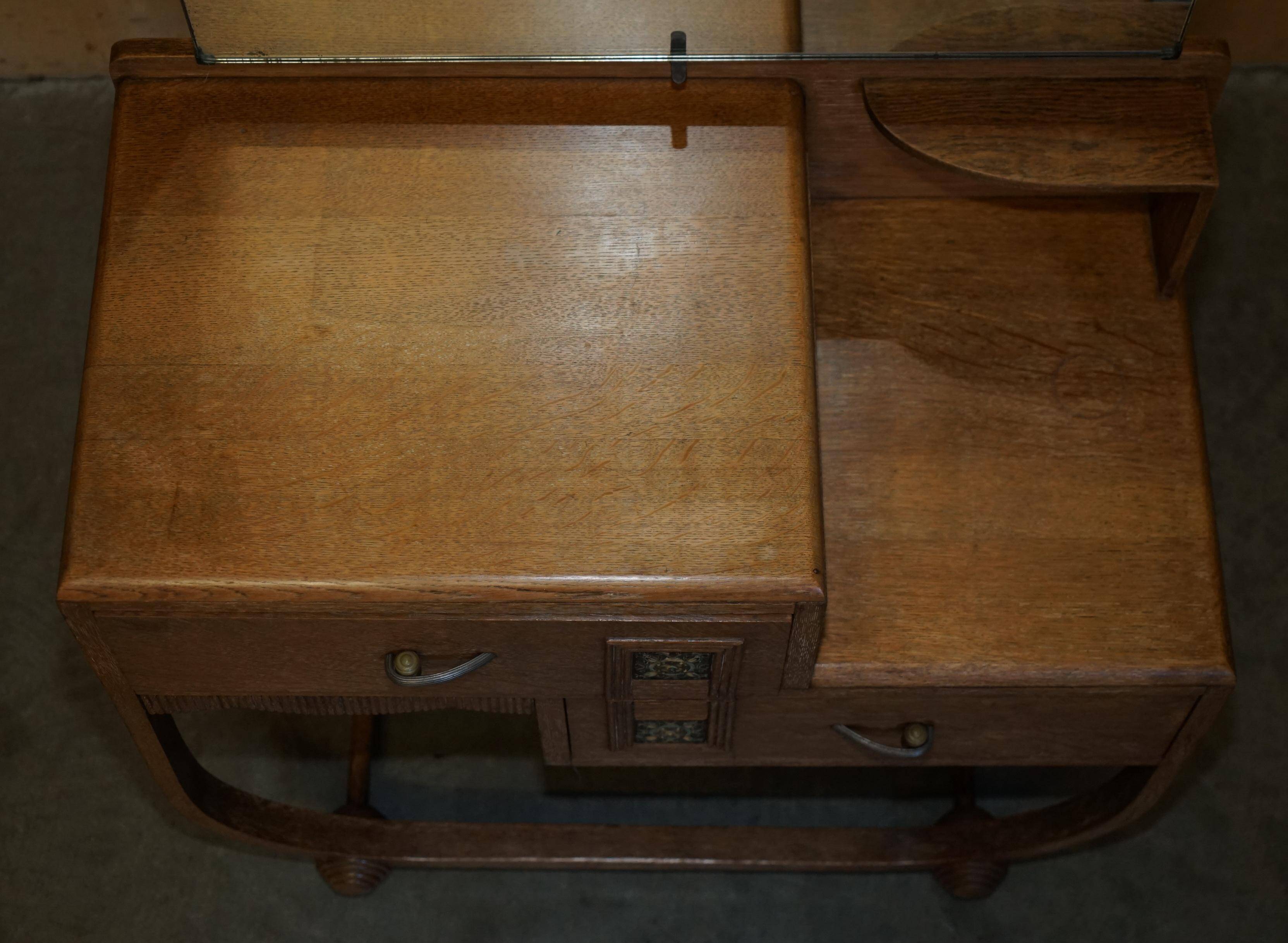 Art Deco whitewashed oak dressing table with Heal's stool.