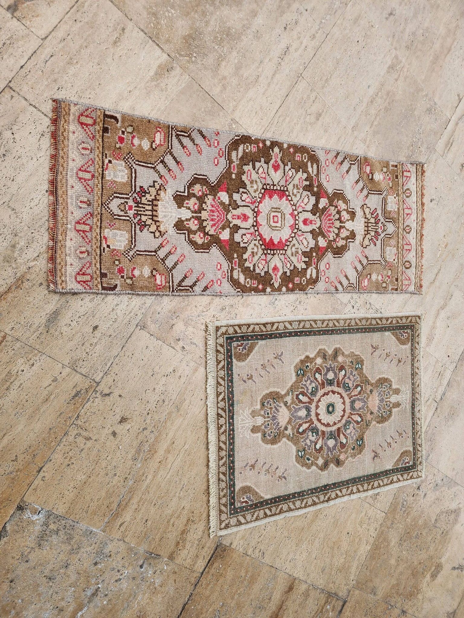 Set of 2 vintage handmade Turkish rugs 51x66 cm
