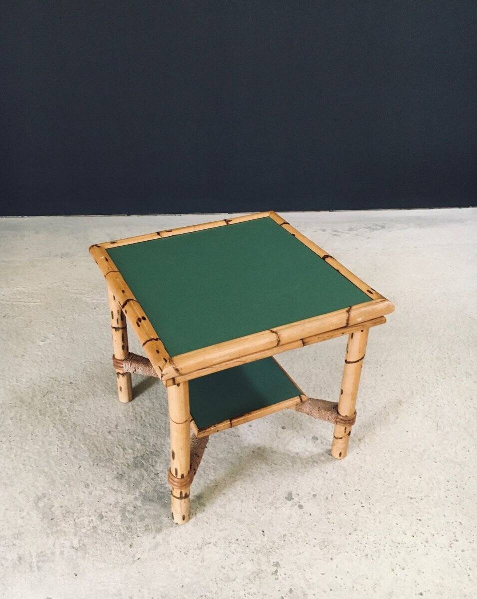 Mediterranean Bamboo Side Table in the style of Audoux Minet, France, 1950s