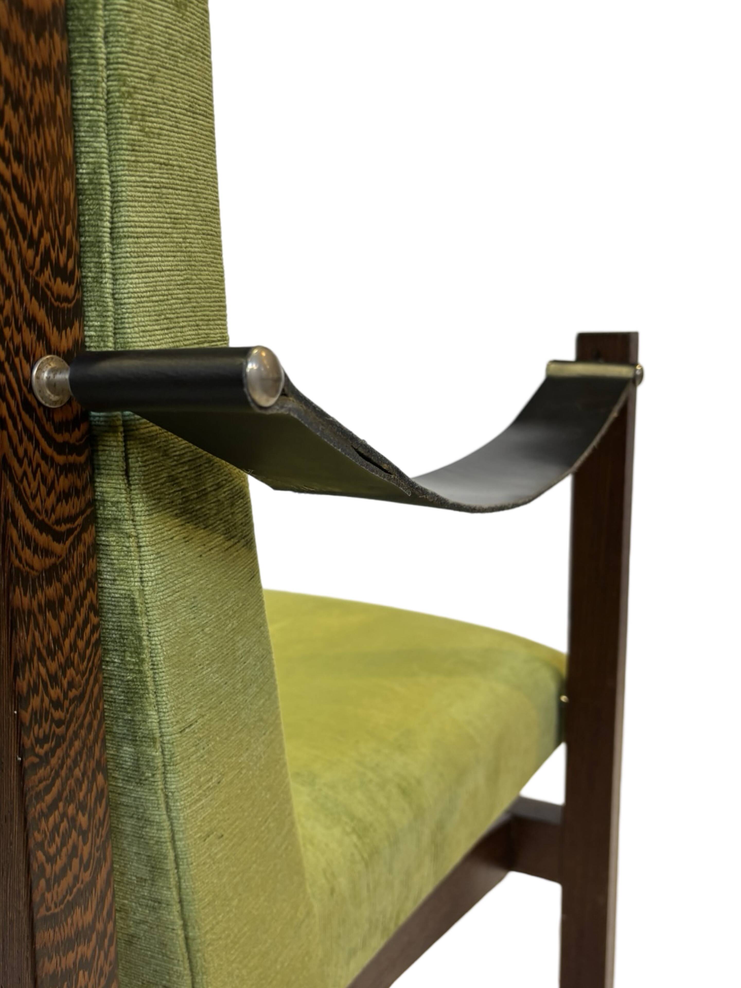 Vintage armchair solid wenge design 60s leather armrests design