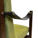Vintage armchair solid wenge design 60s leather armrests design